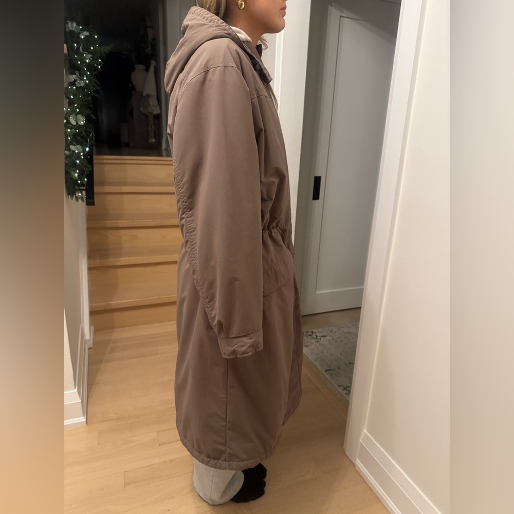 Woolrich Taupe Colour Women’s Long Hooded Parka Coat 2-Layer Lined XL - Picture 9 of 12